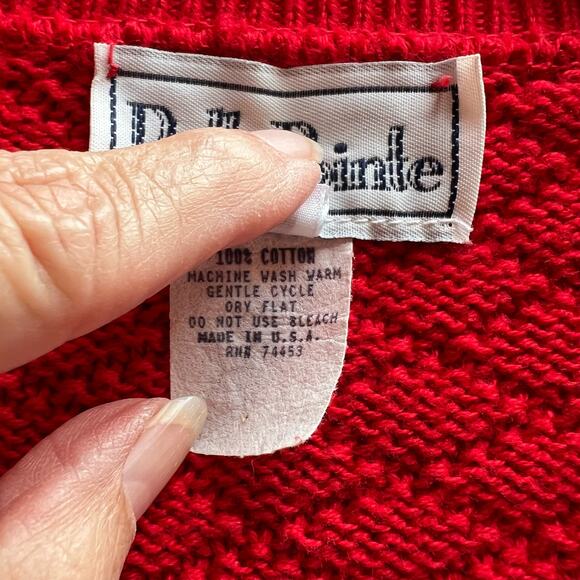 VTG BellePointe  Cardigan Sweater Womens M Cotton Textured Christmas Red Pockets - Picture 5 of 10